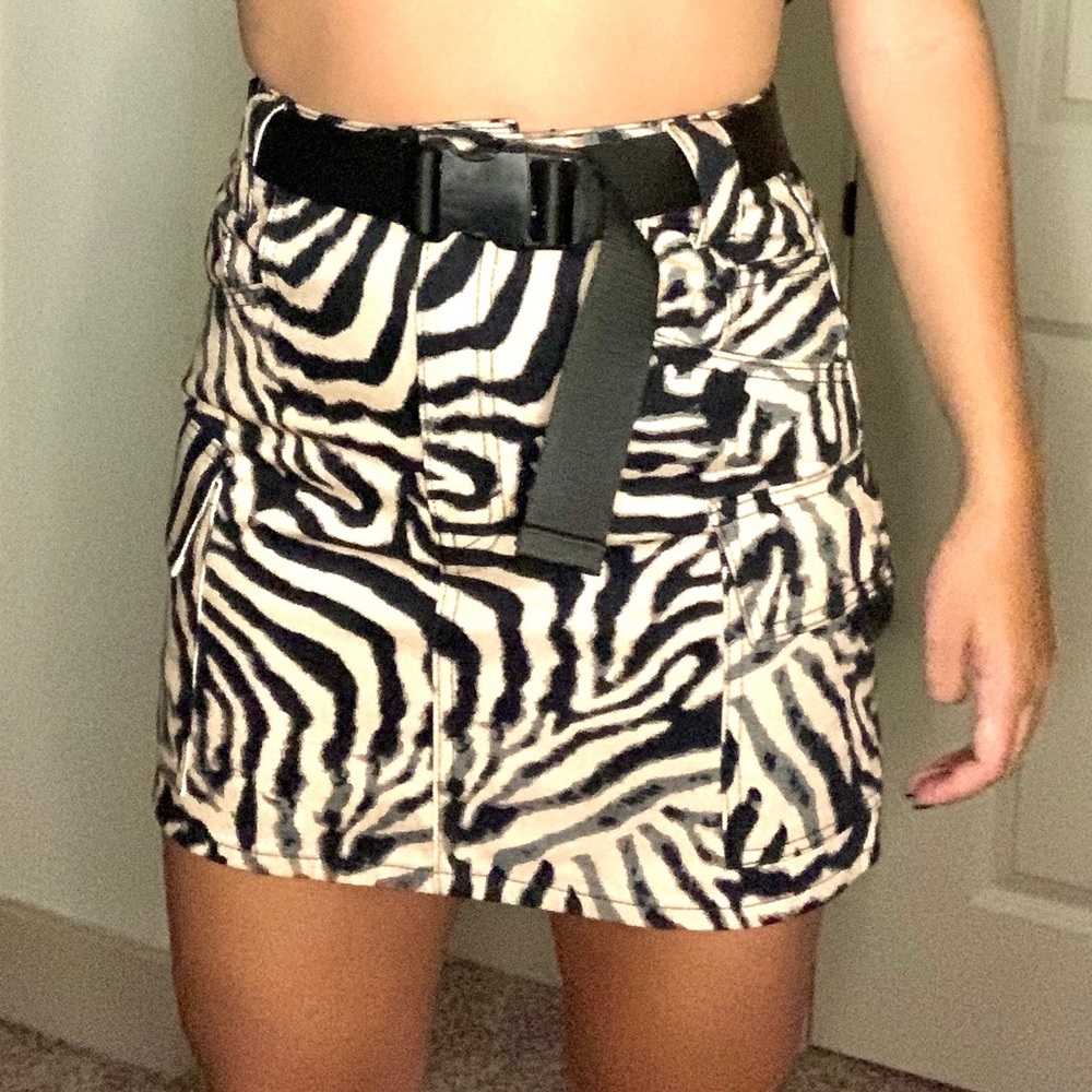 Topshop - zebra print cargo skirt